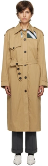 Lesugiatelier Beige Front Cut Out Trench Coat In Beige