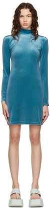Rokh Blue Mask Mini Dress In 76cyan