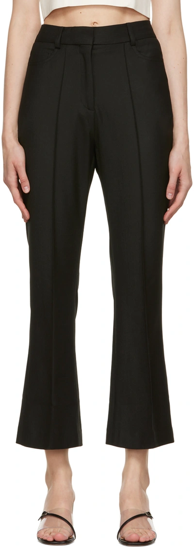 Rokh Cropped Side-slit Trousers In Wm 00black