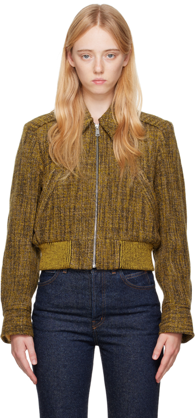 Victoria Beckham Yellow Tailor Bomber Jacket In Brown