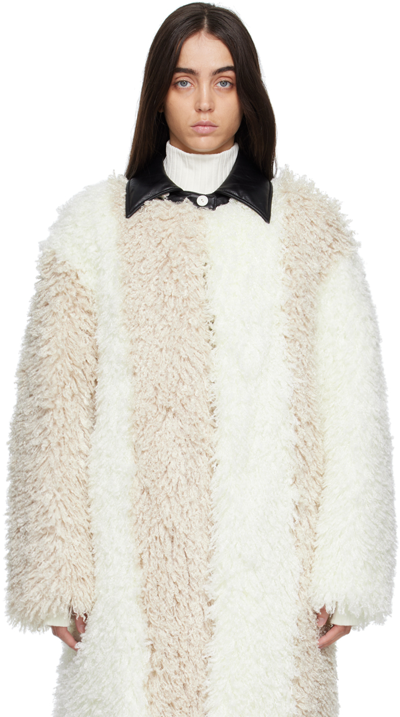 Kijun Off-white Echo Faux-fur Coat In Ivory
