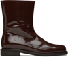 LE17SEPTEMBRE BROWN PATENT LEATHER BOOTS