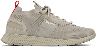 Hugo Boss Gray Titanium Sneakers In Neturals