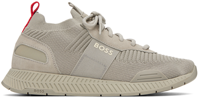 Hugo Boss Grey Titanium Trainers In Neturals