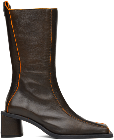 Miista Brown & Orange Bara Boots In Brown Orange