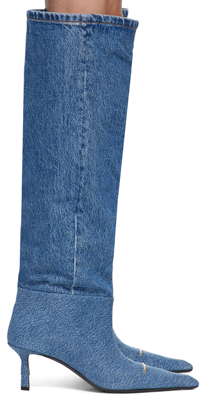 Alexander Wang Viola 65 Slouch Boot In Washed Denim In Blue