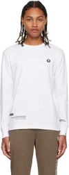 AAPE BY A BATHING APE WHITE PRINTED LONG SLEEVE T-SHIRT