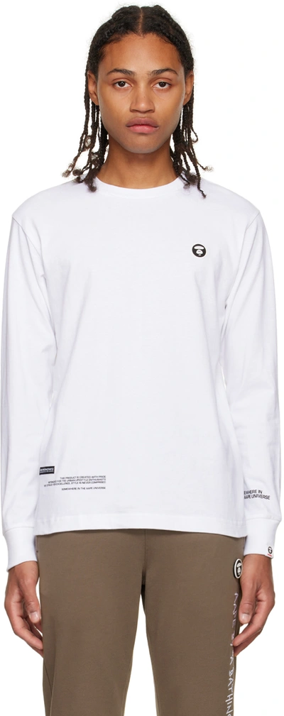 Aape By A Bathing Ape White Printed Long Sleeve T-shirt In Whx White
