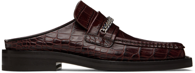 Martine Rose Crocodile-embossed Leather Mules In Brown