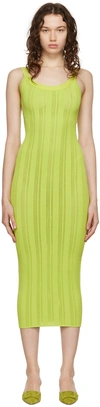 Fleur Du Mal Pointelle-knit Midi Dress In 0719 Lime Punch