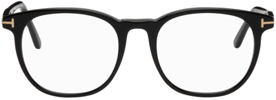 Tom Ford Black Blue Block Square Glasses In Shiny Black