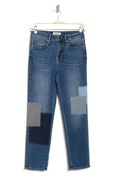 A V Denim Patchwork High Rise Frankie Jeans In Medium Wash