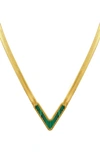 ADORNIA WATER RESISTANT 14K GOLD PLATED HERRINGBONE NECKLACE