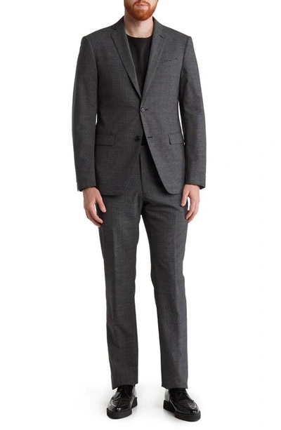John Varvatos Fancy Charcoal Woven Two Button Notch Lapel Wool Blend Suit