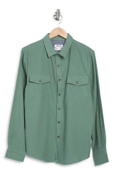 Sovereign Code Oakman Chambray Button Front Shirt In Green