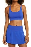 Zella Seamless Strappy Sports Bra In Blue Clematis