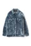 Alexander Wang Tuxedo Coat In Tipped Shearling In Rich Indigo