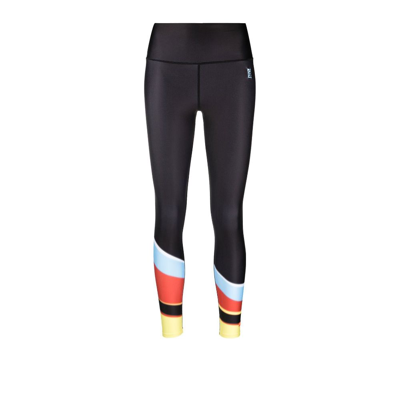 P.e Nation Rogue Striped Stretch Recycled-jersey Leggings In Black