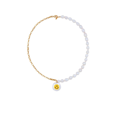 Martha Calvo Gold-plated All Smiles Pearl Necklace In Metallic