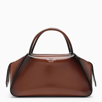 prada tobacco bag Tabacco Leather Shoulder adjustable web crossbody strap Prada Women's Small Symbole Embroidered