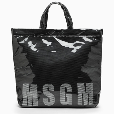 Msgm Black Pvc Tote Bag