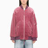 Dsquared2 Oversized Cotton Velvet Bomber Jacket In Pink
