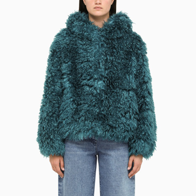 Becagli Cobalt Faux Fur Mohair Jacket In Yellow