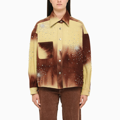 Des_phemmes Chocolate/cream-coloured Wool Blend Jacket In Brown
