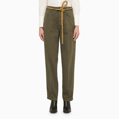 Etro Tie-waist Cotton Trousers In Green