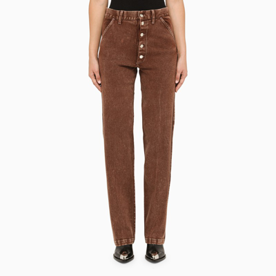 Des Phemmes Chocolate-coloured Stretch Cotton Regular Jeans In Brown