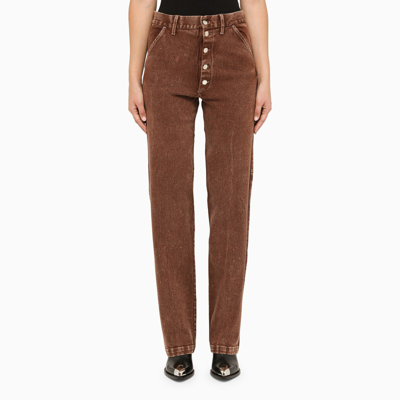 Des_phemmes Chocolate-coloured Stretch Cotton Regular Jeans In Brown