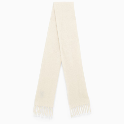 Roberto Collina Ivory-coloured Alpaca Scarf With Fringes In White