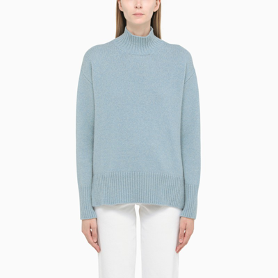 Roberto Collina Blue Wool And Cashmere Turtleneck In Light Blue