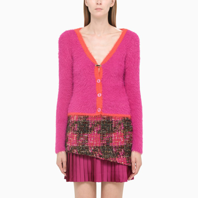 Andersson Bell Two-tone Ribbed-knit Cardigan In Rosa