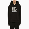 Dolce & Gabbana Technical Jersey Hoodie With Print And Studs In Black
