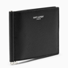 Saint Laurent Black Metal-clip Credit Card Holder In Black