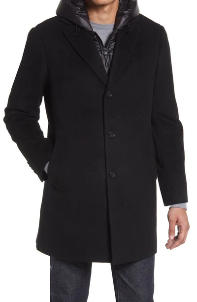 Cardinal Of Canada Trenton Water Repellent Overcoat With Removable Bib In Black