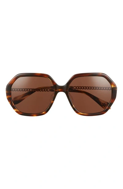 Mohala Eyewear Noela Special Fit Low 58mm Polarized Square Sunglasses In Chai Tortoise