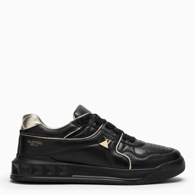 Valentino Garavani One Stud Black/platinum Leather Sneakers
