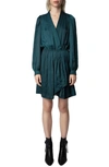 Zadig & Voltaire Remember Mini Wrap Dress In Peacock