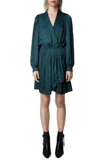 Zadig & Voltaire Remember Mini Wrap Dress In Peacock