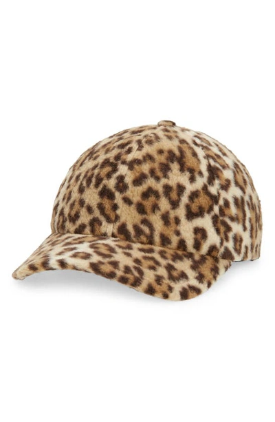 Lele Sadoughi Leopard Print Fleece Baseball Cap In Neutral