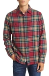 Schott Two-pocket Flannel Long Sleeve Button-up Shirt In Berry