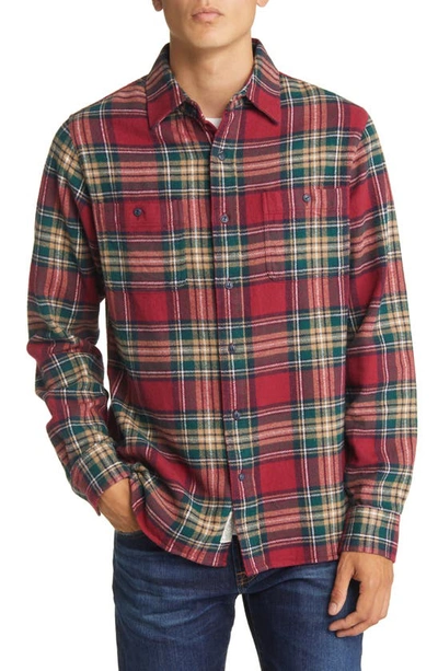 Schott Two-pocket Flannel Long Sleeve Button-up Shirt In Berry