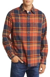 Schott Two-pocket Flannel Long Sleeve Button-up Shirt In Rust