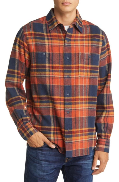 Schott Two-pocket Flannel Long Sleeve Button-up Shirt In Rust