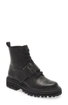 Cecelia New York Hayden Lug Sole Combat Boot In Black Embossed Floral