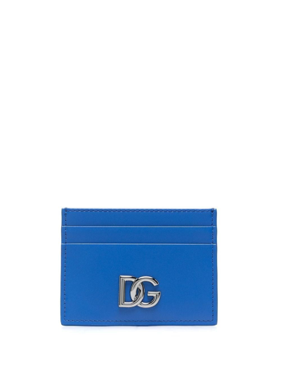 Dolce & Gabbana Logo标牌皮质卡夹 In Blue