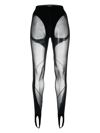 Wolford X Mugler Mesh-panelled Stirrup Leggings In Black