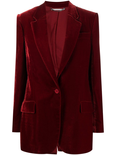 Stella Mccartney Cherry-coloured Velvet Boyfriend Blazer In Red